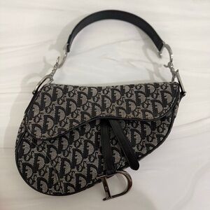 Christian Dior Trotter Saddle Shoulder Bag Black Silver